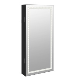 Armoire à bijoux avec miroir et éclairage LED mural noir