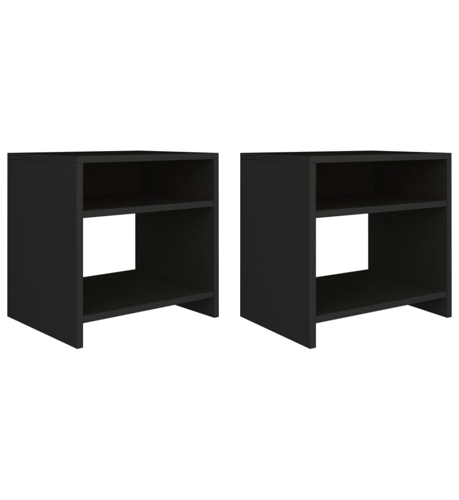 Tables de chevet 2 pcs Noir 40x30x40 cm Bois d'ingénierie