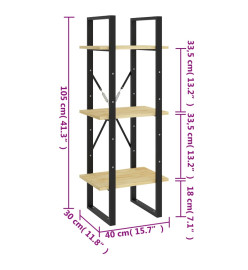 Bibliothèque à 3 niveaux 40x30x105 cm Bois de pin massif