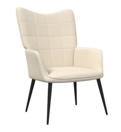 Chaise de relaxation avec tabouret Crème Tissu