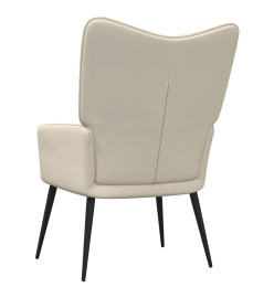 Chaise de relaxation avec tabouret Crème Tissu