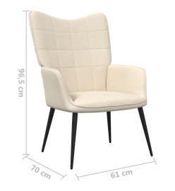 Chaise de relaxation avec tabouret Crème Tissu