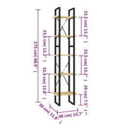 Bibliothèque à 5 niveaux 40x30x175 cm Bois de pin