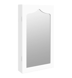 Armoire à bijoux avec miroir murale blanc 37,5x10x67 cm