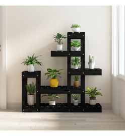 Support à plantes Noir 92x25x97 cm Bois massif de pin