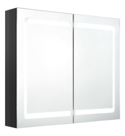 Armoire de salle de bain à miroir LED noir brillant 80x12x68 cm