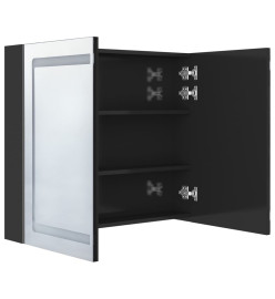 Armoire de salle de bain à miroir LED noir brillant 80x12x68 cm