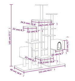 Arbre à chat avec griffoirs en sisal Crème 145 cm