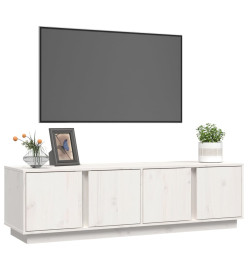 Meuble TV Blanc 140x40x40 cm Bois de pin massif