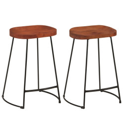 Tabourets de bar Gavin lot de 2 45x40x63cm bois massif manguier