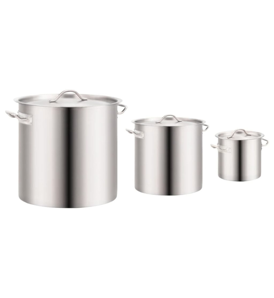 Ensemble de 3 casseroles à bouillon 50/21/6 L Inox