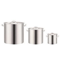 Ensemble de 3 casseroles à bouillon 50/21/6 L Inox