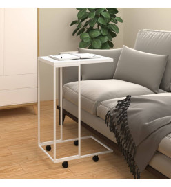 Table d'appoint avec roues Blanc 40x30x63,5cm Bois d'ingénierie