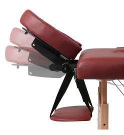 Table pliable de massage Rouge 3 zones avec cadre en bois