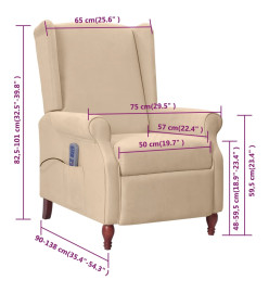 Fauteuil de massage inclinable taupe microfibre