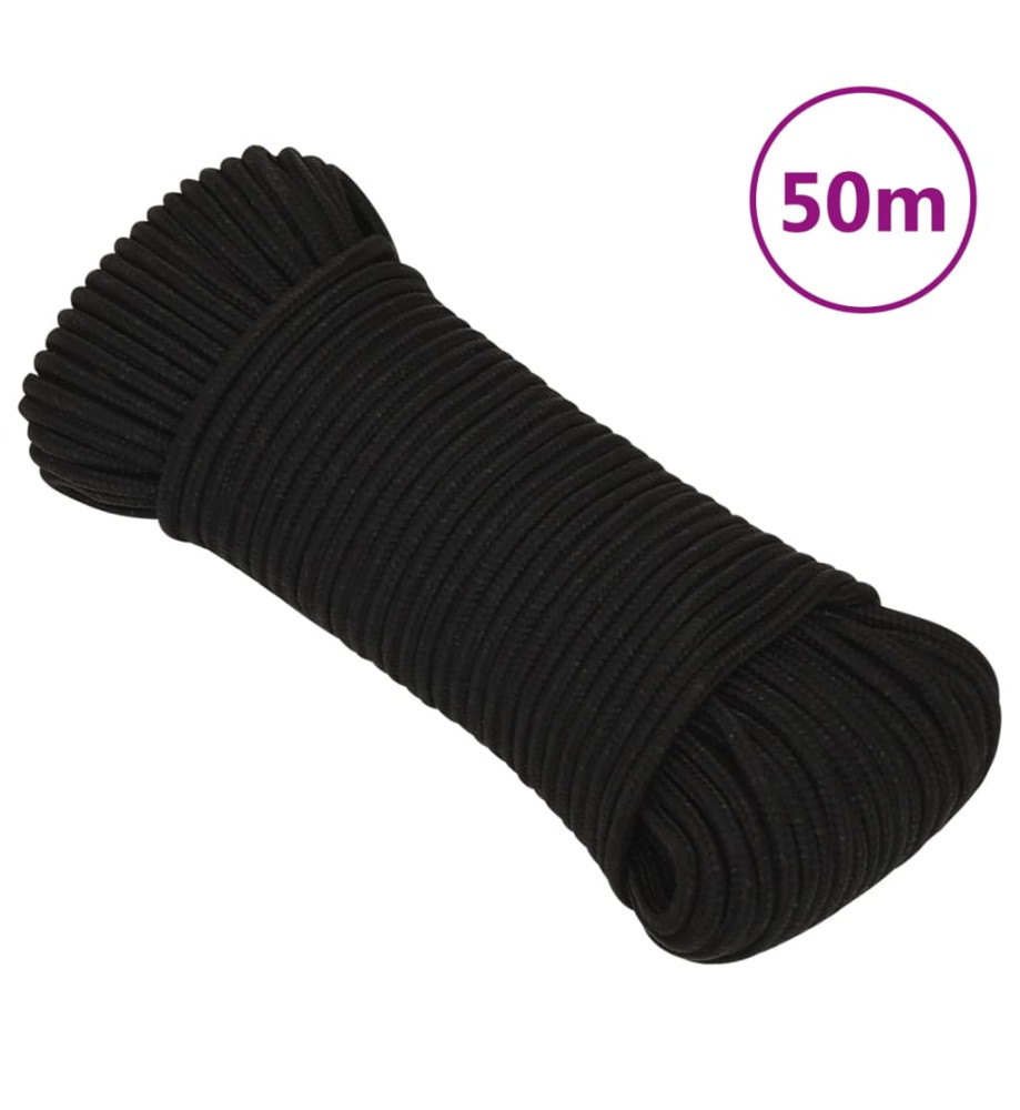 Corde de travail Noir 4 mm 50 m Polyester