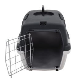 Cage de transport animaux de compagnie gris noir 48x32x31 cm PP