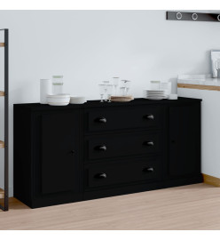 Buffets 3 pcs noir bois d'ingénierie