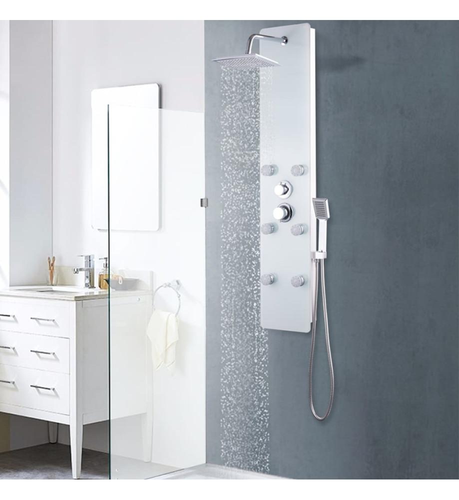 Panneau de douche Verre 25 x 44,6 x 130 cm Blanc