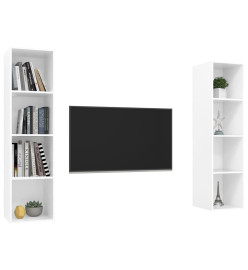 Meubles TV muraux 2 pcs Blanc brillant Aggloméré