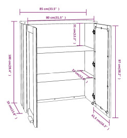 Dessus de buffet HAMAR Gris foncé 85x35x100 cm Bois de pin