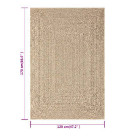 Tapis 120x170 cm aspect jute intérieur et extérieur