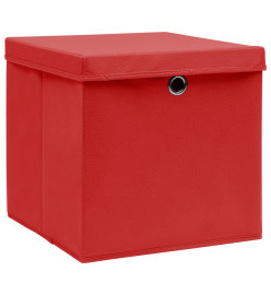 Boîtes de rangement avec couvercles 4 pcs 28x28x28 cm Rouge