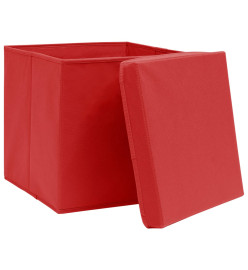 Boîtes de rangement avec couvercles 4 pcs 28x28x28 cm Rouge