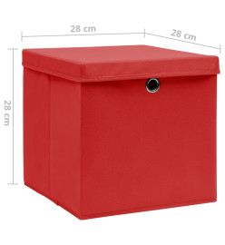 Boîtes de rangement avec couvercles 4 pcs 28x28x28 cm Rouge