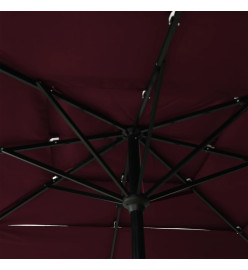 Parasol à 3 niveaux avec mât en aluminium Bordeaux 2,5x2,5 m