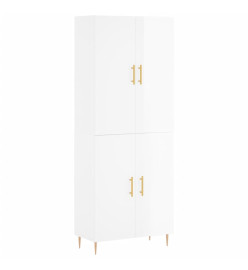 Buffet haut Blanc brillant 69,5x34x180 cm Bois d'ingénierie