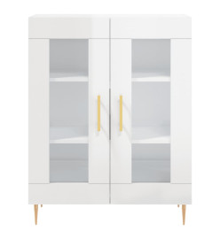 Buffet haut Blanc brillant 69,5x34x180 cm Bois d'ingénierie