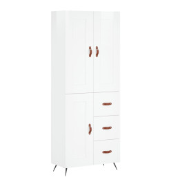 Buffet haut Blanc brillant 69,5x34x180 cm Bois d'ingénierie