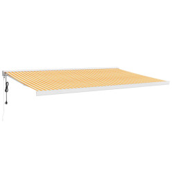 Auvent rétractable jaune et blanc 5x3 m tissu et aluminium