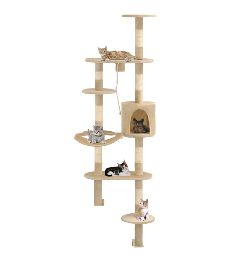 Arbre à chat avec griffoirs en sisal Montage mural 194 cm Beige