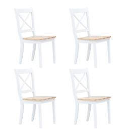 Ensemble de salle à manger 5 pcs Bois d'hévéa Blanc et marron