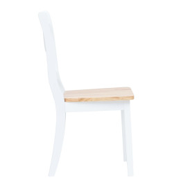 Ensemble de salle à manger 5 pcs Bois d'hévéa Blanc et marron