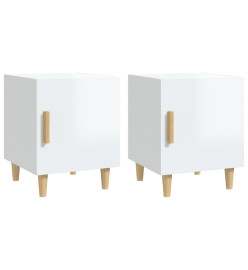 Tables de chevet 2 pcs Blanc brillant Bois d'ingénierie