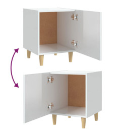 Tables de chevet 2 pcs Blanc brillant Bois d'ingénierie