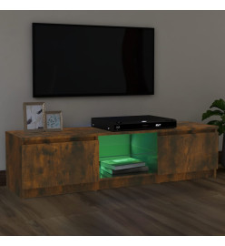 Meuble TV avec lumières LED chêne fumé 120x30x35,5 cm