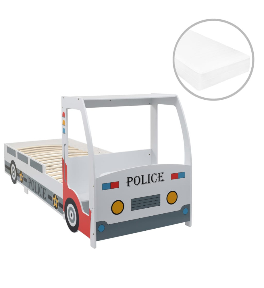 Lit voiture de police avec matelas pour enfants 90x200cm 7 Zone