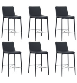 Tabourets de bar lot de 6 noir similicuir