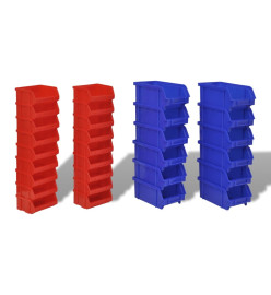 Jeu de paniers muraux de stockage Plastique 30pcs Bleu et rouge