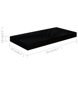 Étagère murale flottante 2 pcs Noir brillant 50x23x3,8 cm MDF