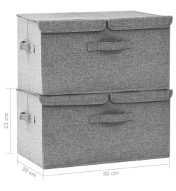 Boîtes de rangement 2 pcs Tissu 50x30x25 cm Gris