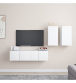 Ensemble de meuble TV 4 pcs Blanc Aggloméré