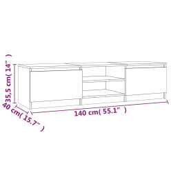 Meuble TV Chêne fumé 140x40x35,5 cm Bois d'ingénierie