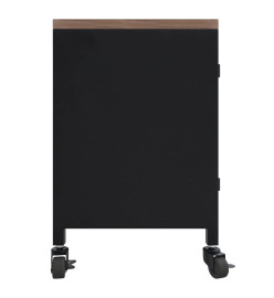 Meuble TV Noir 110x30x43 cm Fer et bois de pin massif