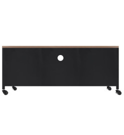 Meuble TV Noir 110x30x43 cm Fer et bois de pin massif