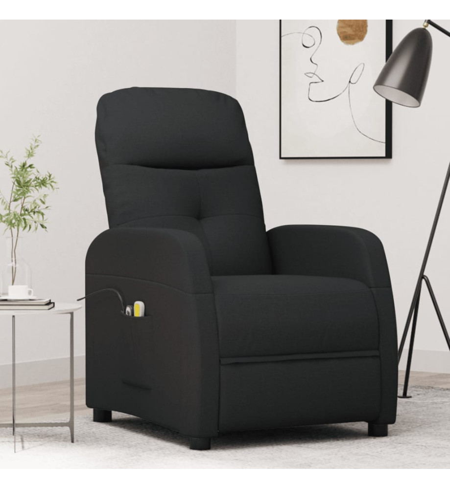 Fauteuil électrique de massage Noir Tissu